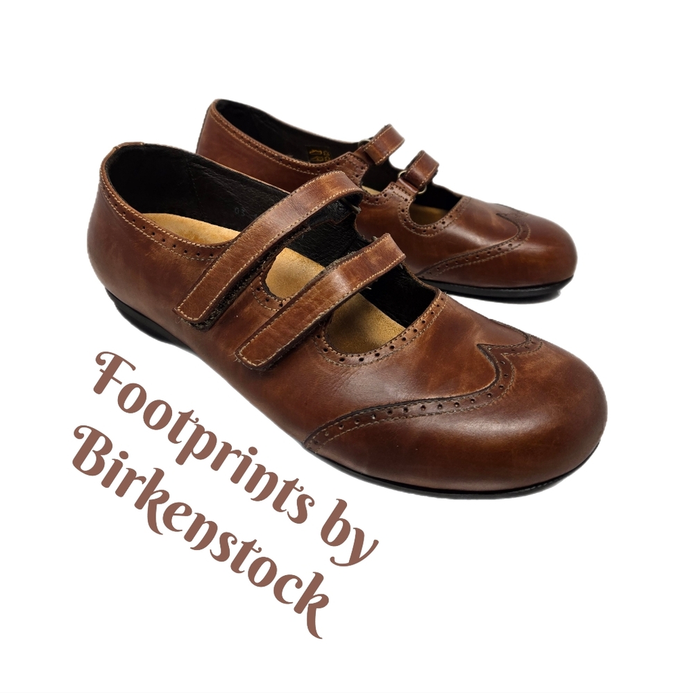 Birkenstock Women Mary Jane Flats Sz 10 / 41 Brown Leather "Like New" Footprints